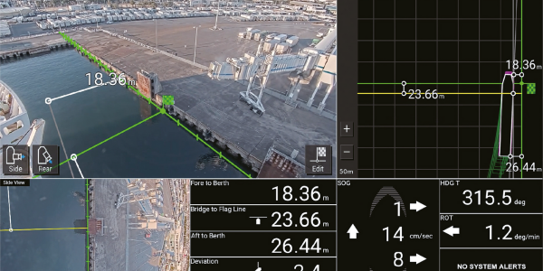 Il Berthing Aid System calcola con precisione la distanza tra banchina e imbarcazione